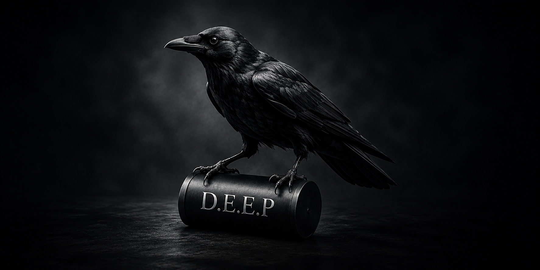 Corbeau gardant le cylindre D.E.E.P. sous sa patte