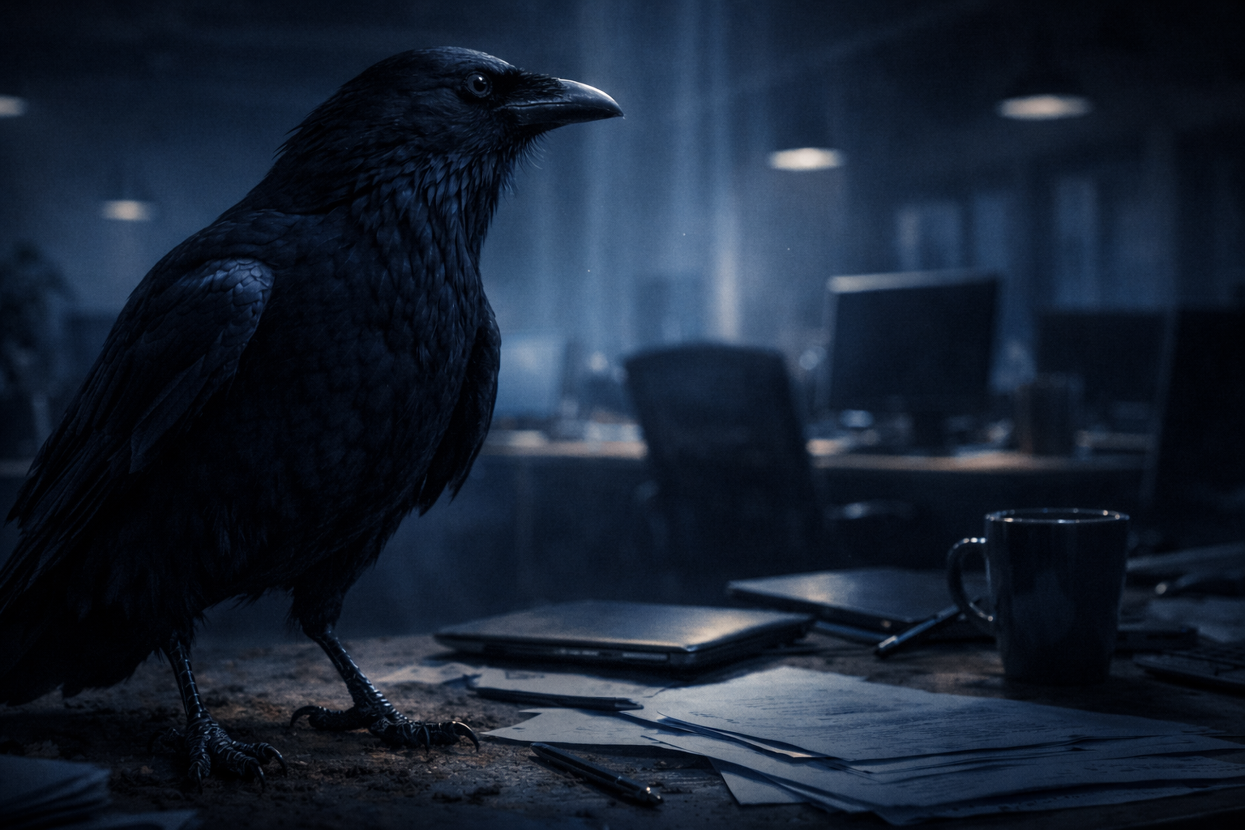 Corbeau noir dans un bureau de direction
